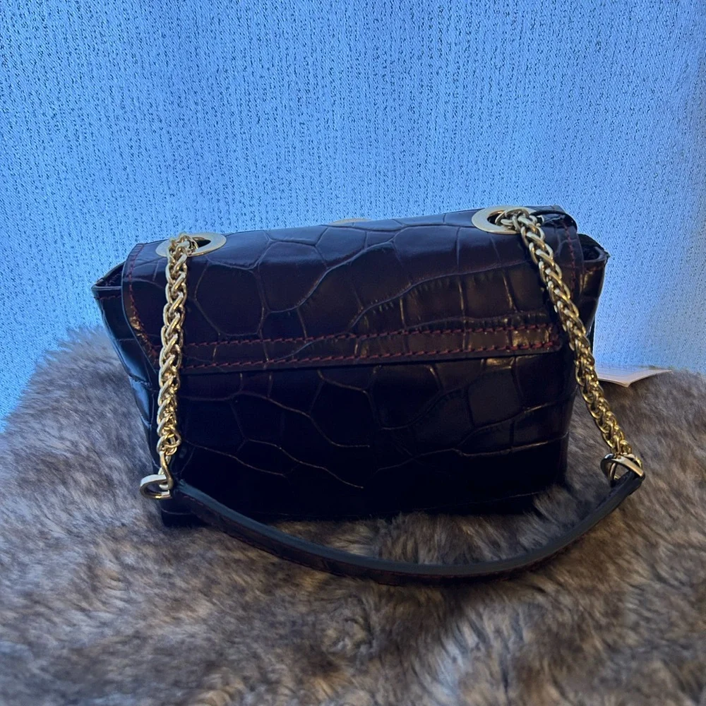 💕Valentino Croc-Embossed Crossbody Bag